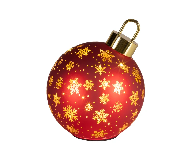 Micro LED draaiende bal glas steady BO binnen kerstrood/warm wit D.18cm x H.23cm