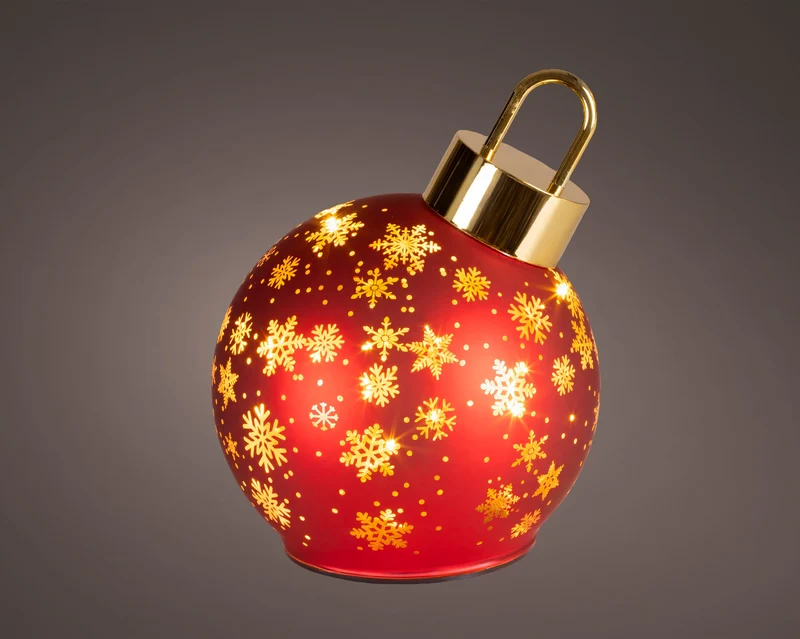 Micro LED draaiende bal glas steady BO binnen kerstrood/warm wit D.14cm x H.18cm
