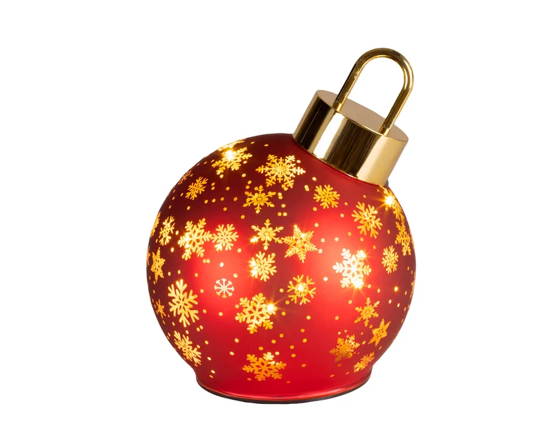 Micro LED draaiende bal glas steady BO binnen kerstrood/warm wit D.14cm x H.18cm