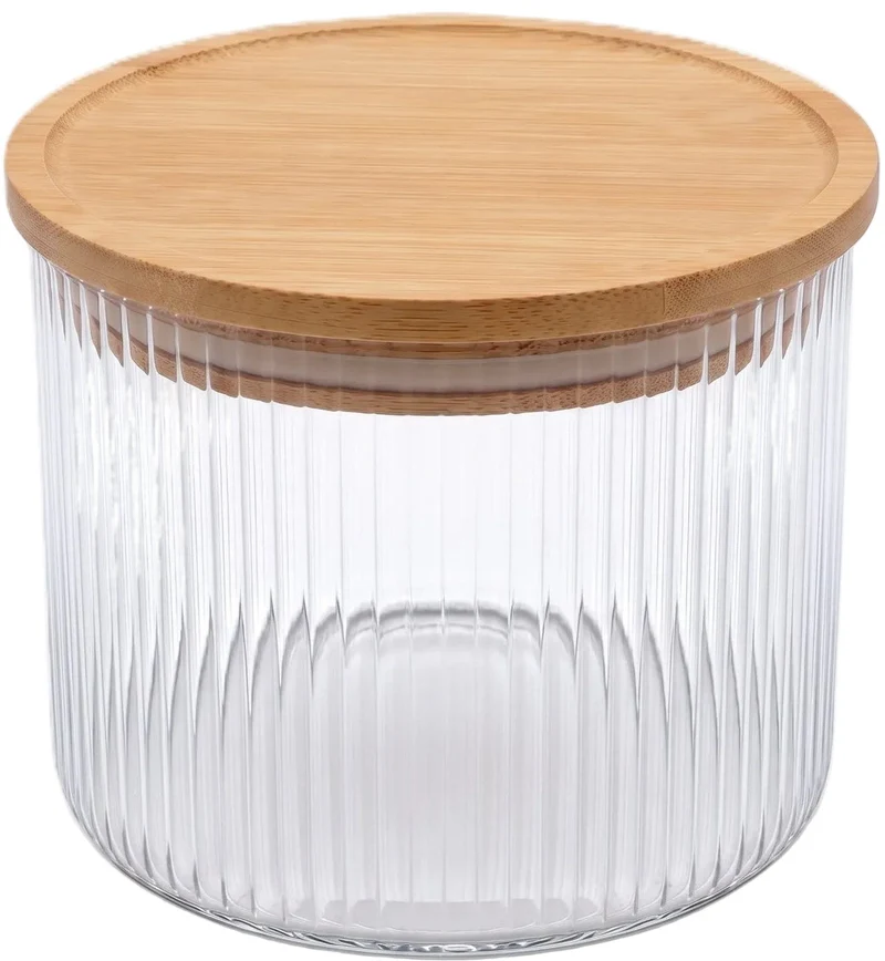 Cookinglife Vorratsbehälter Set Boro Lines - Glas Bambusdeckel - ø 11 cm - 600 ml - 3 Stück