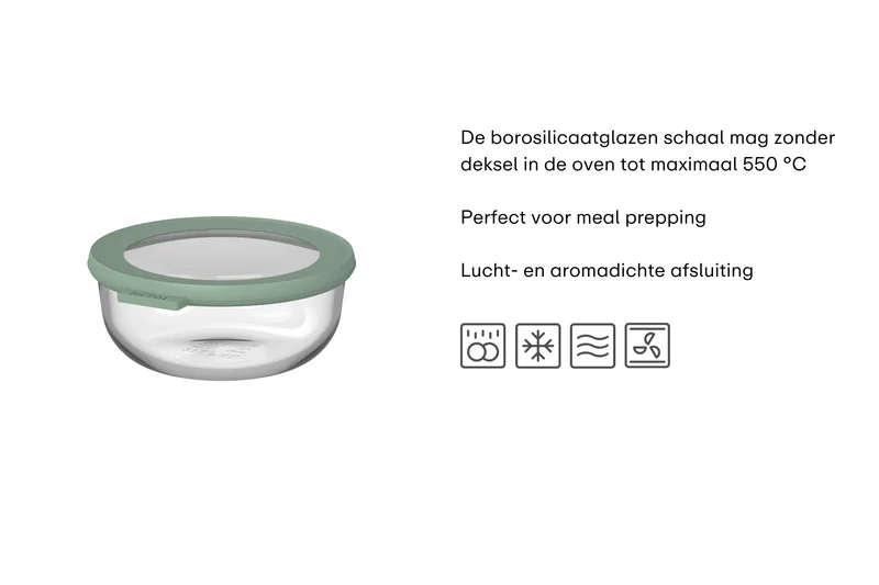 Mepal Glas Frischhaltedose Cirqula Nordic Sage Rund - 350 ml