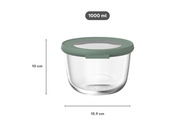 Mepal Glas Frischhaltedose Cirqula Nordic Sage Rund - 1 Liter