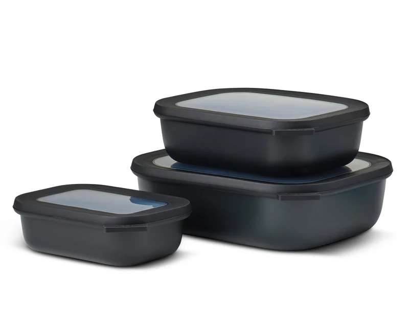 Mepal Vorratsdosen Cirqula Nordic Black Rechteckig 3-teilig - 500 ml + 1 Liter + 2 Liter