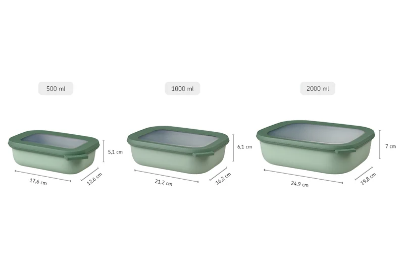 Mepal Vorratsdosen Cirqula Nordic Black Rechteckig 3-teilig - 500 ml + 1 Liter + 2 Liter