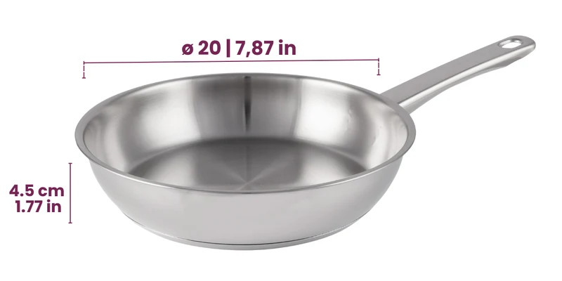 Edelstahl-Bratpfanne Superior - 20 cm Durchmesser - für alle Herdarten geeignet, ohne Antihaftbeschichtung - Cookinglife