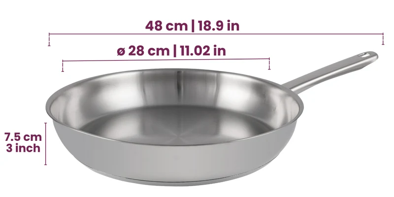 Cookinglife Bratpfanne Superior Edelstahl Ø 28 cm – geeignet für alle Wärmequellen – ohne Antihaftbeschichtung