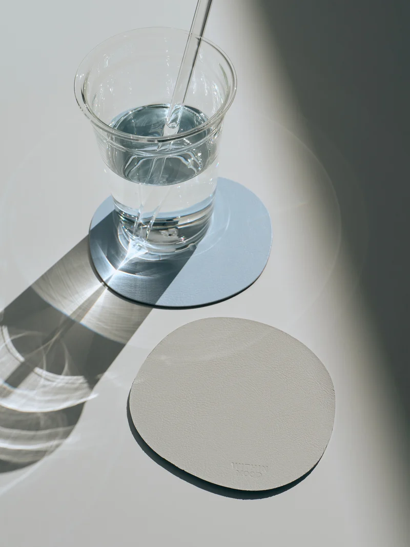 Glass Coasters, light grey/ baby blue, set of 2