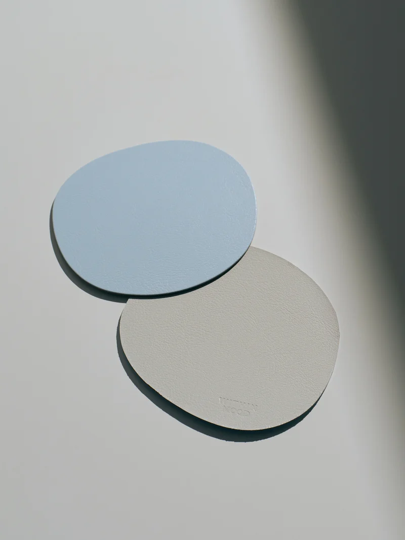 Glass Coasters, light grey/ baby blue, set of 2