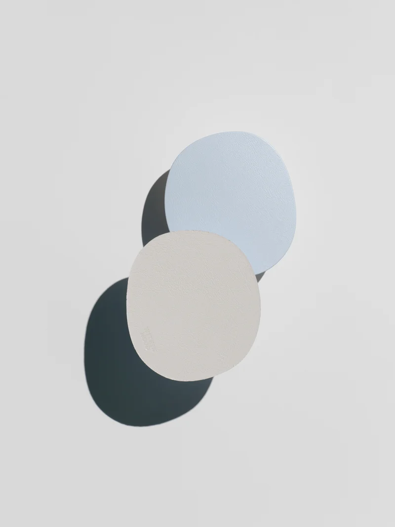 Glass Coasters, light grey/ baby blue, set of 2