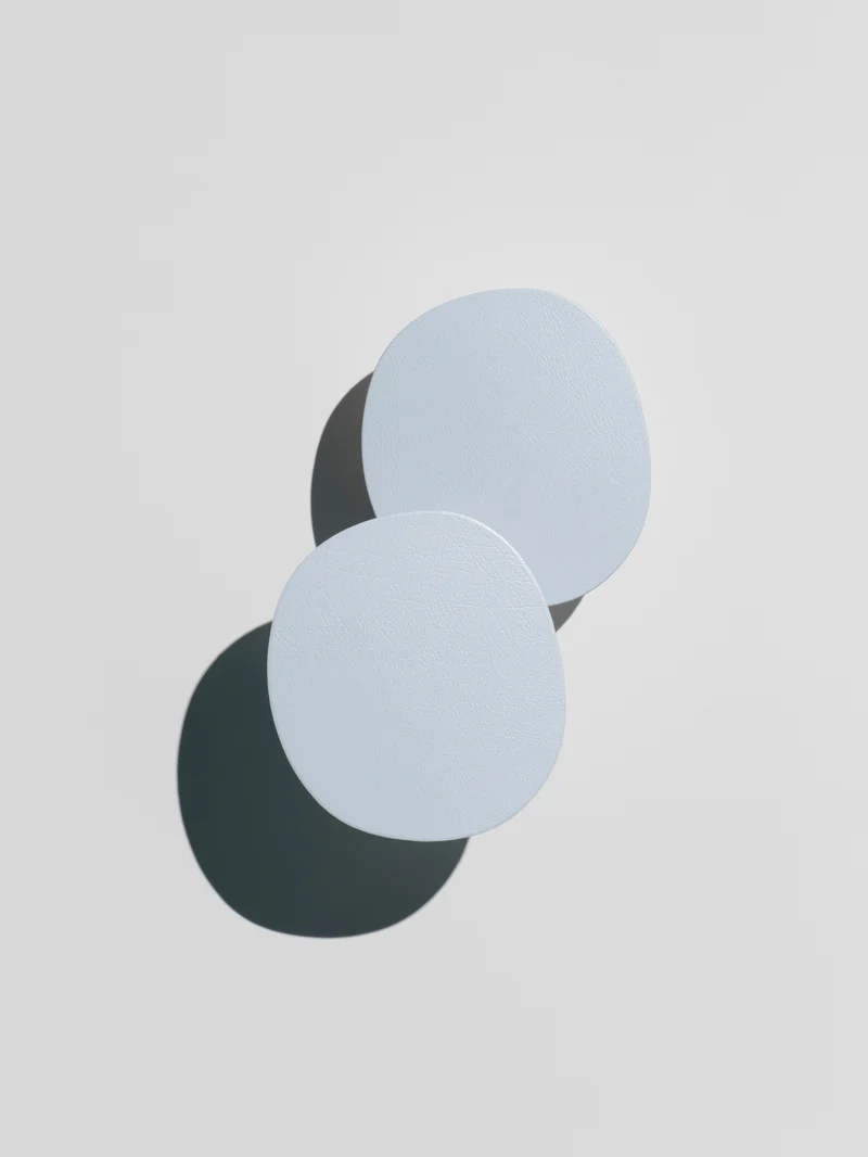 Glass Coasters, light grey/ baby blue, set of 2