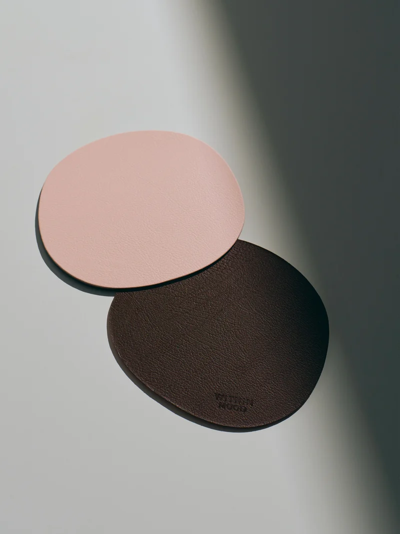 Glass Coasters, darkbrown/ milky pink, set of 2