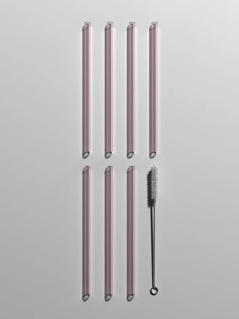 Straws & Cleaning Stick Set, pink