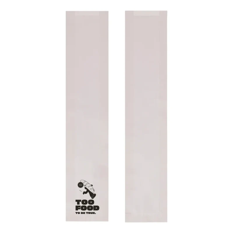 Baguette-Beutel "Food", 12+5x58cm, Neutraldruck, weiß