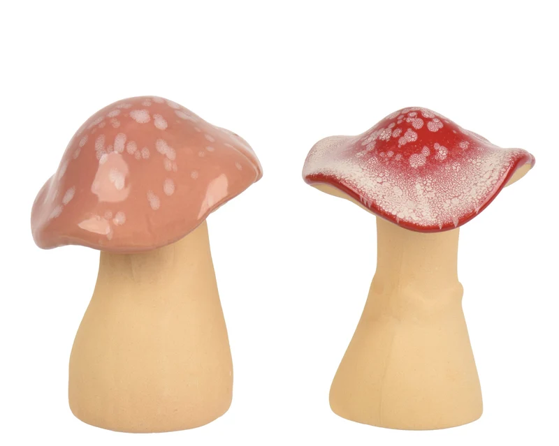 Paddenstoel keramiek reactive glaze 2ass roze/kleur(en) D.7.5cm x H.10.6cm