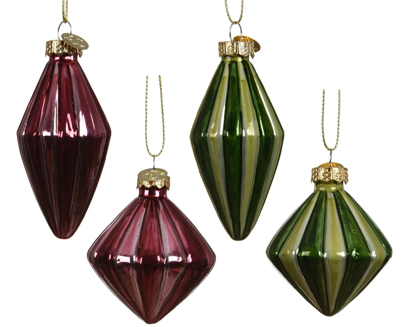 Ornament glas 4ass assortie L.4cm x W.4cm x H.8.2cm