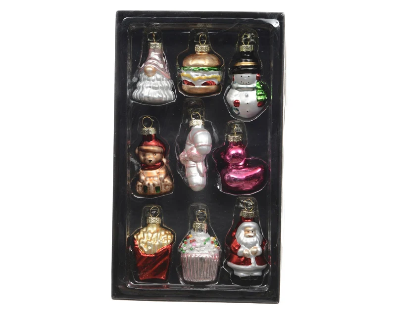 Figuur glas 9 stuks assortie L.5cm x W.3cm x H.2cm