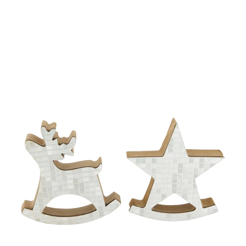 Figurine star reindeer mdf 7.8x2.2x8.3cm 2 mixed Silver