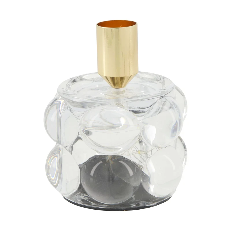 Dinnercandle holder with led glass 8.5x8.5x10.5cm Transparent