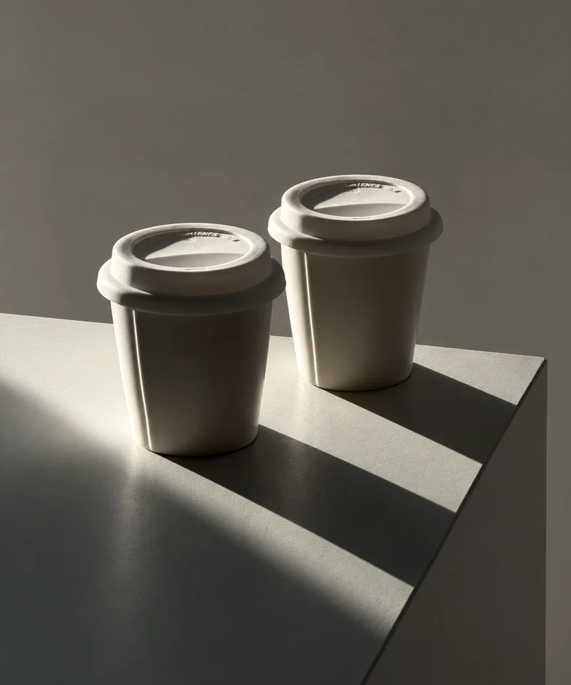 Keramik To-Go Becher mit weißem Silikon-Deckel | Brooklyn