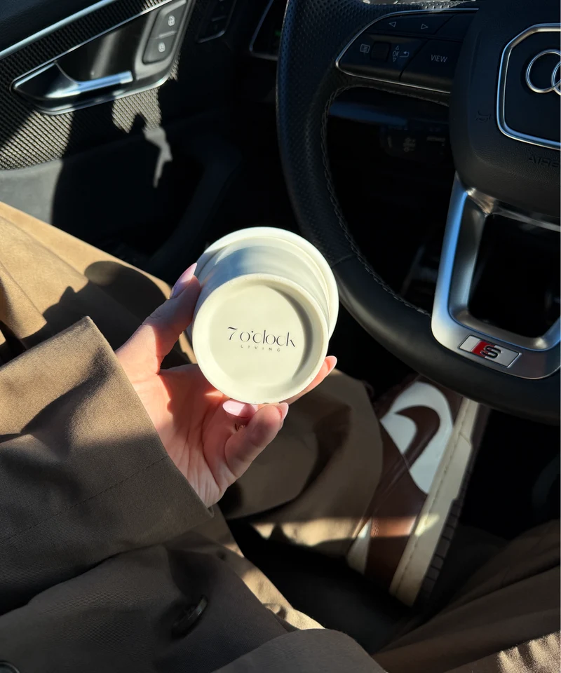 Keramik To-Go Becher mit weißem Silikon-Deckel | Brooklyn