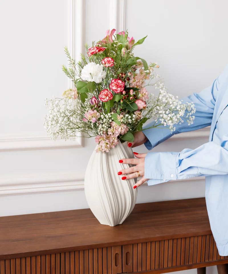 Längliche Keramik Vase Weiß | Flora