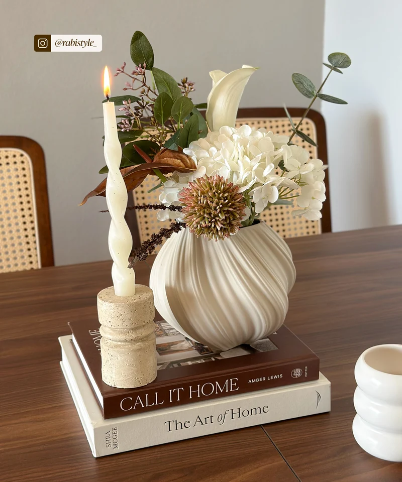 Kleine Keramik Vase in Beige | Flora