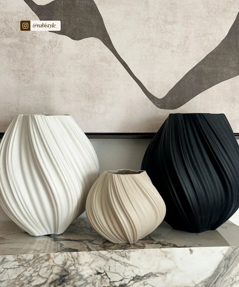 Große Keramik Vase Cremeweiß | Flora