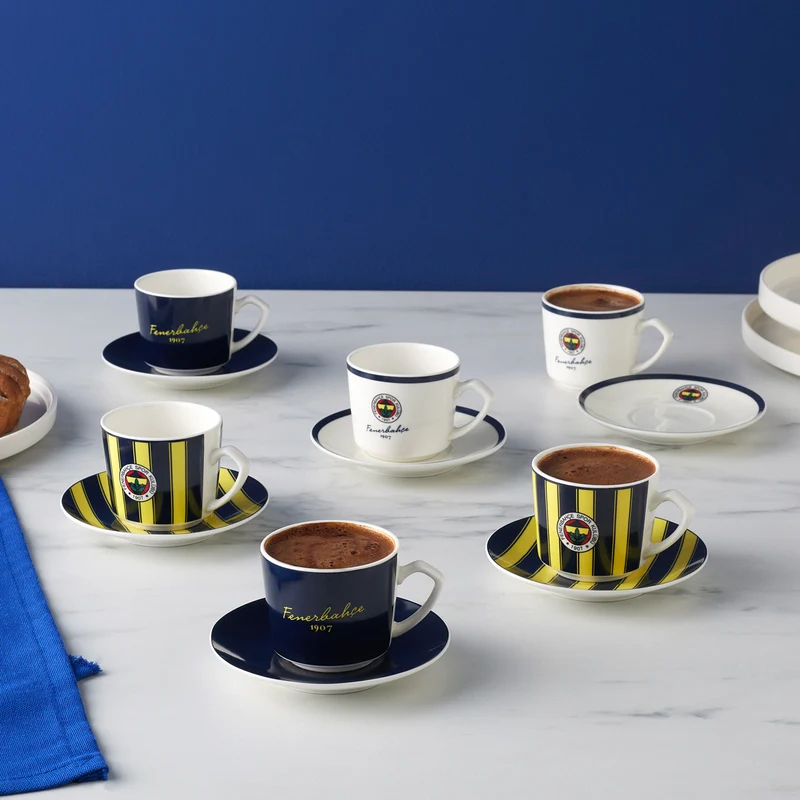 Karaca x Fenerbahçe Lizenziertes 6-Personen-Kaffeetassen-Set 80 ml