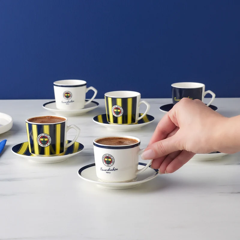 Karaca x Fenerbahçe Lizenziertes 6-Personen-Kaffeetassen-Set 80 ml