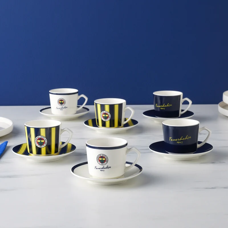 Karaca x Fenerbahçe Lizenziertes 6-Personen-Kaffeetassen-Set 80 ml