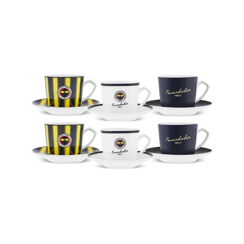 Karaca x Fenerbahçe Lizenziertes 6-Personen-Kaffeetassen-Set 80 ml