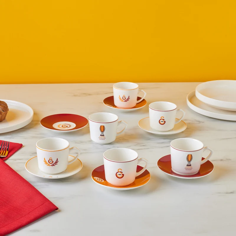 Karaca x Galatasaray Lizenziertes 6-Personen-Kaffeetassen-Set 80 ml