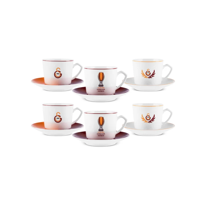 Karaca x Galatasaray Lizenziertes 6-Personen-Kaffeetassen-Set 80 ml