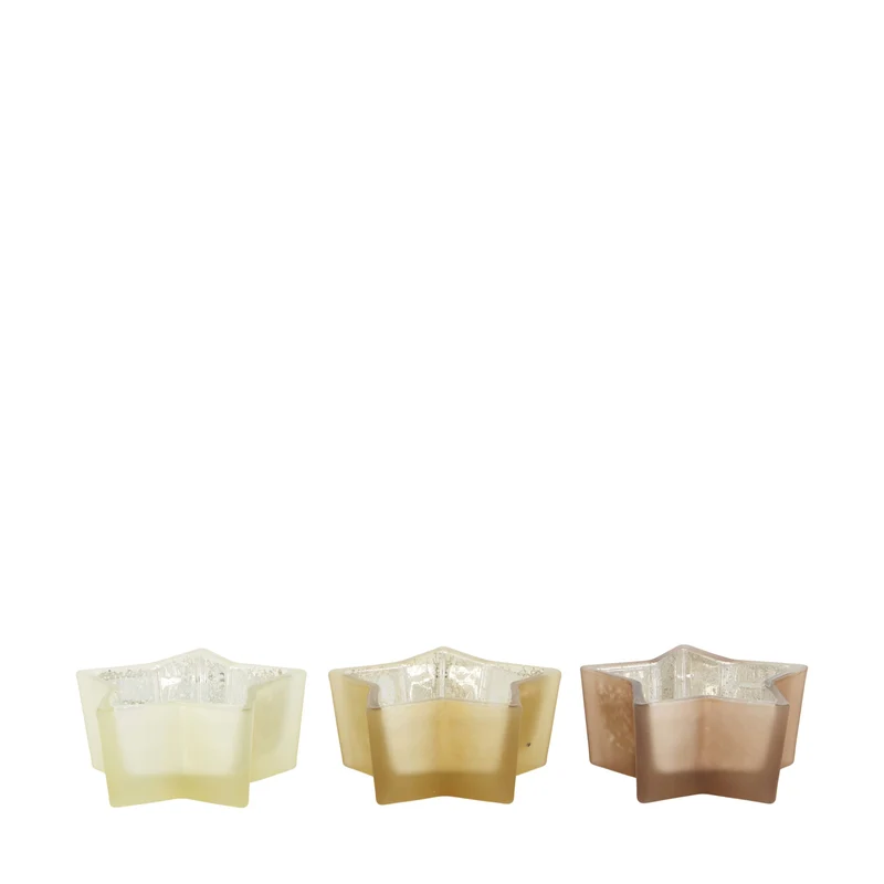 Tealight holder star glass 8.5x8.5x4cm 3 Mixed brown