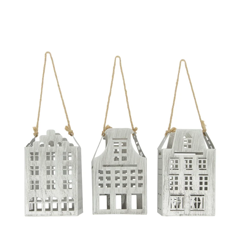Hanger house metal 9x9x15cm 3 mixed Silver