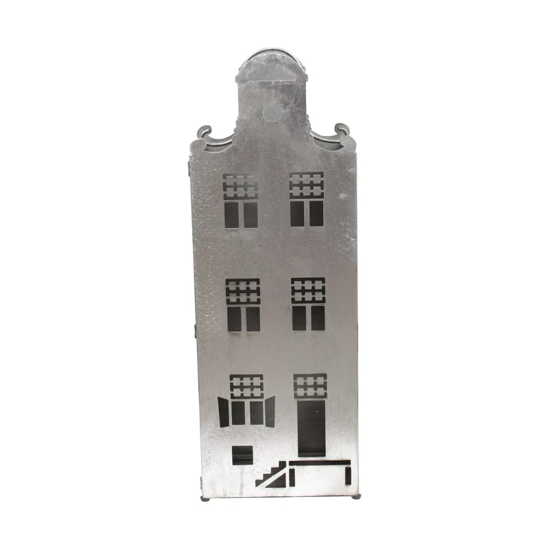 Statue house metal 18x28x78cm Silver