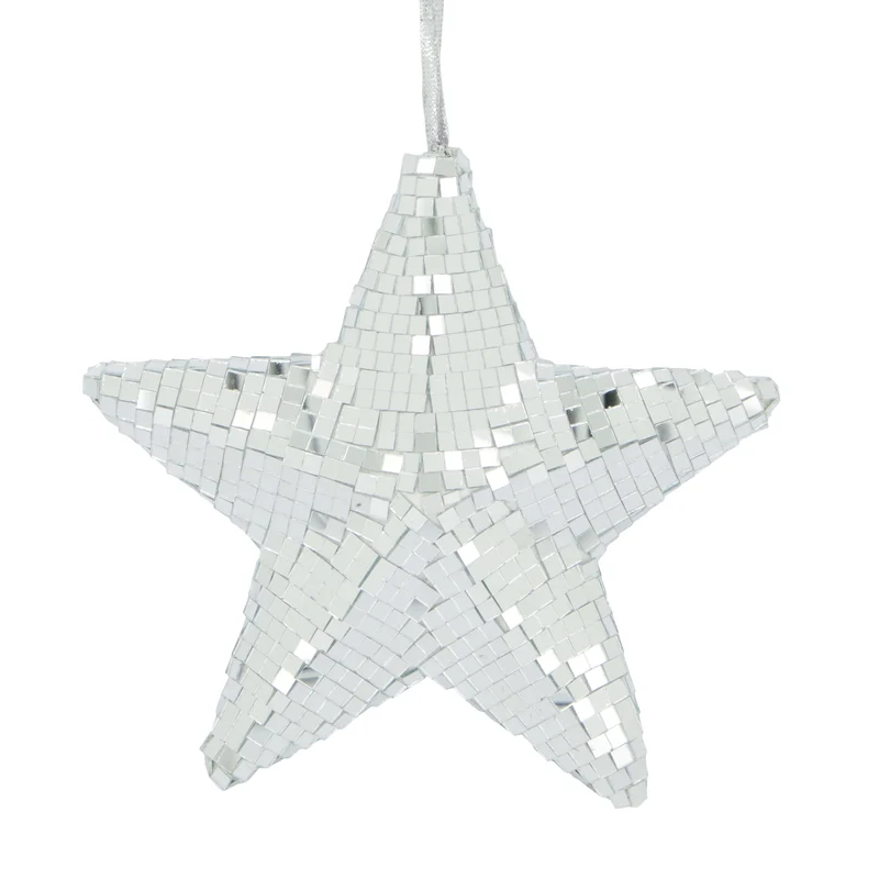 Hanger star disco foam with hanger 18x18x6cm Silver