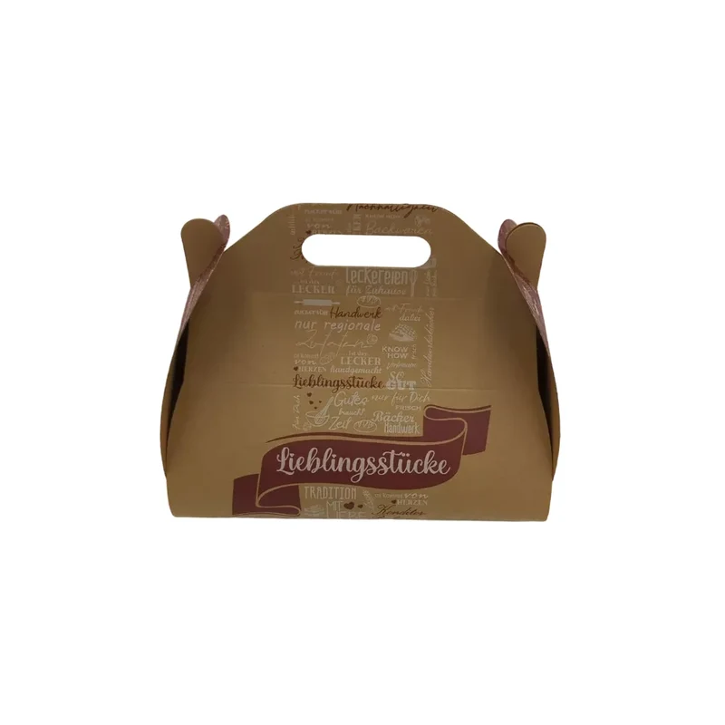 Kuchen-Tragekarton, Papier, FSC, 215x135x105mm, Neutraldruck, braun