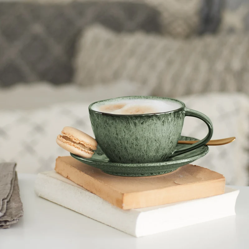 Keramikuntertasse MATERA 15 cm grün 4er-Set
