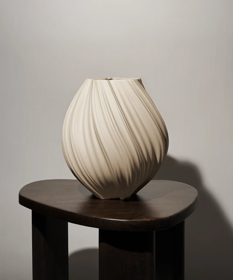 Große Keramik Vase in Beige | Flora