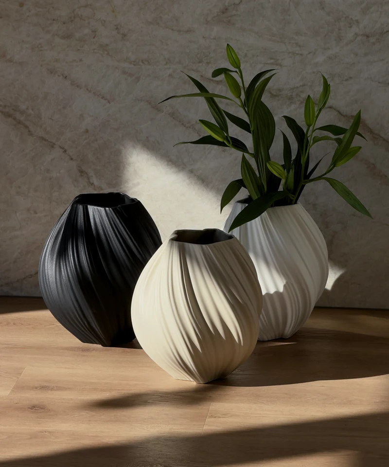Große Keramik Vase in Beige | Flora