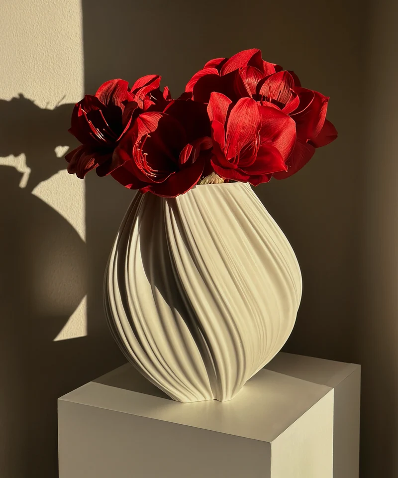 Große Keramik Vase in Beige | Flora