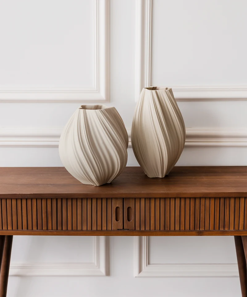 Große Keramik Vase in Beige | Flora