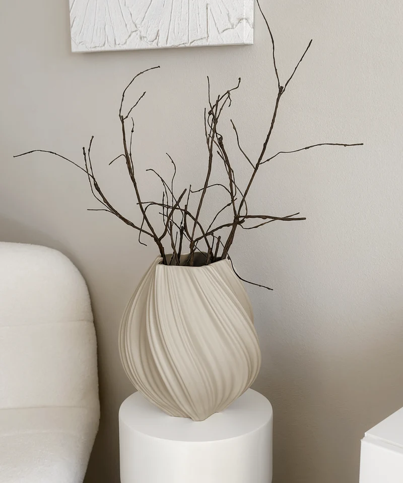 Große Keramik Vase in Beige | Flora
