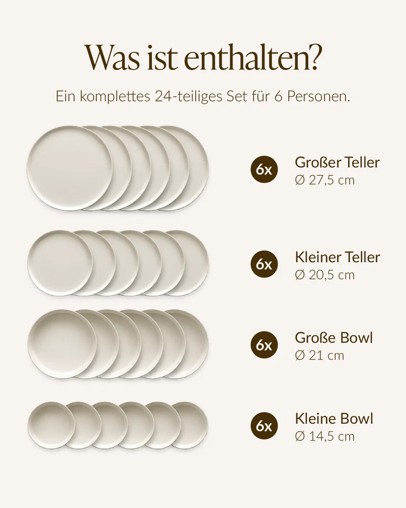 Geschirrset Cremeweiß | Nia