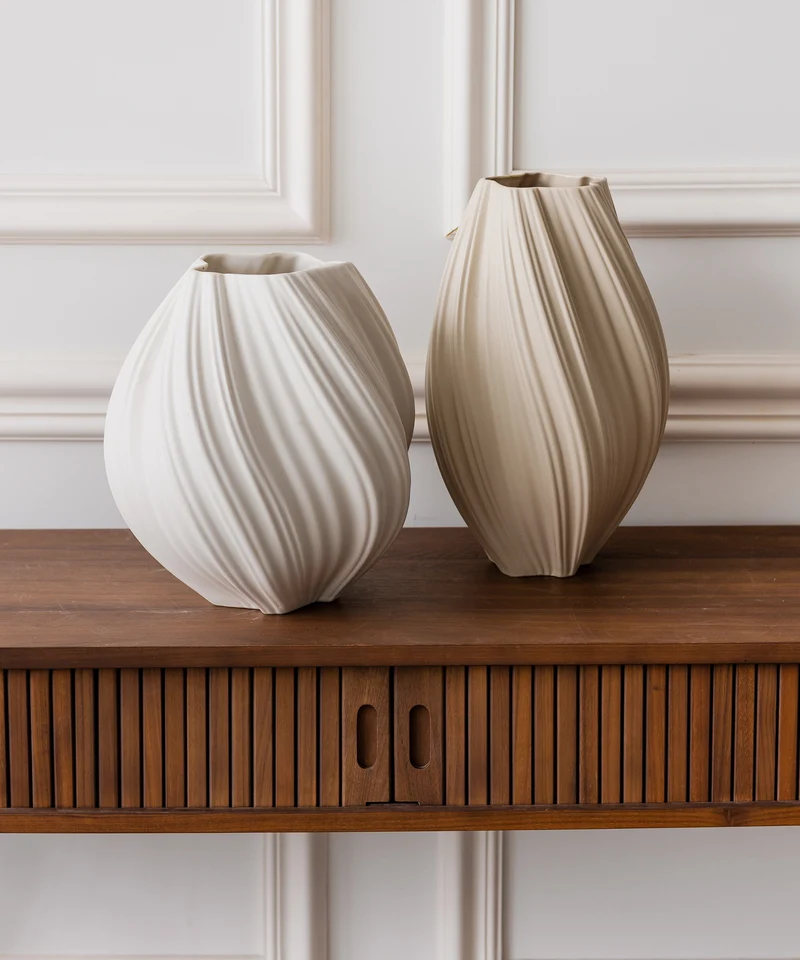 Große Keramik Vase Cremeweiß | Flora