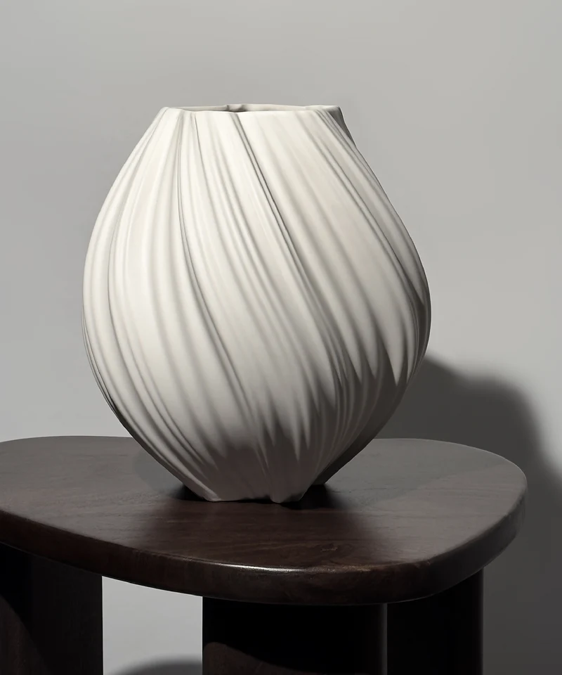 Große Keramik Vase Cremeweiß | Flora