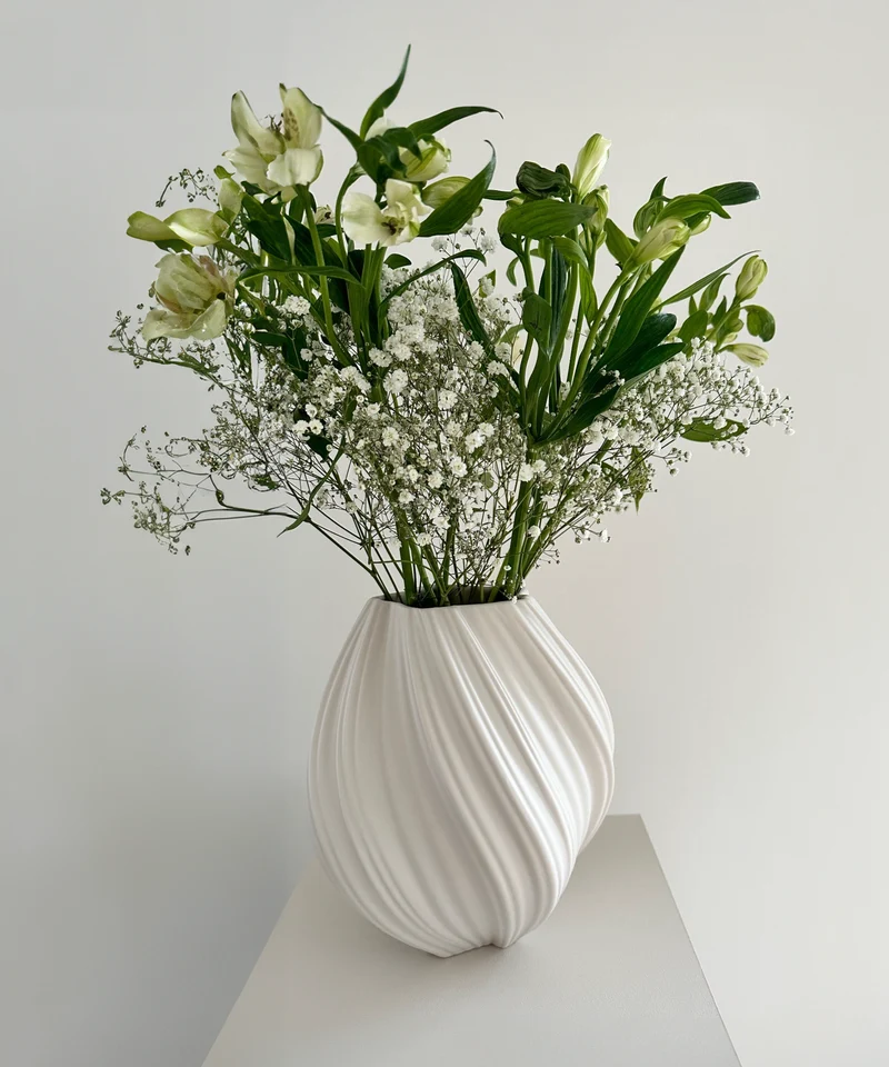 Große Keramik Vase Cremeweiß | Flora