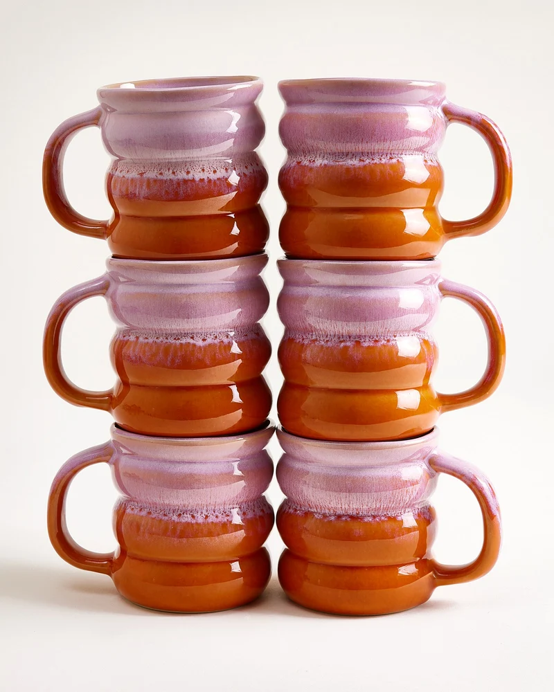 Ombra Tasse groß bubble rosa orange 6er-Set