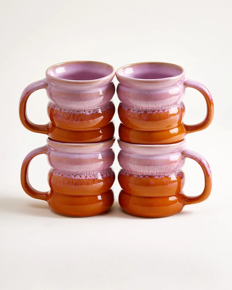 Ombra Tasse groß bubble rosa orange 4er-Set